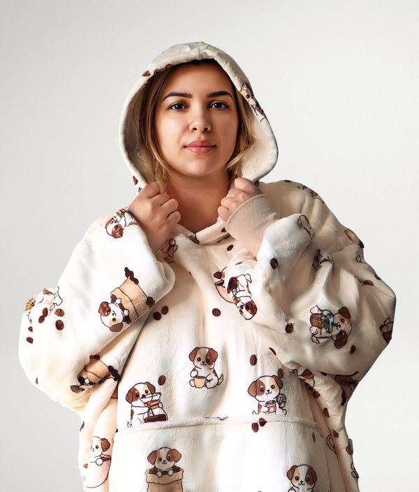 Coffee Pups Wearable Blanket