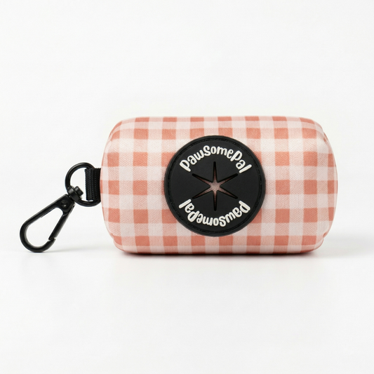 Peach Gingham Waste Bag Holder