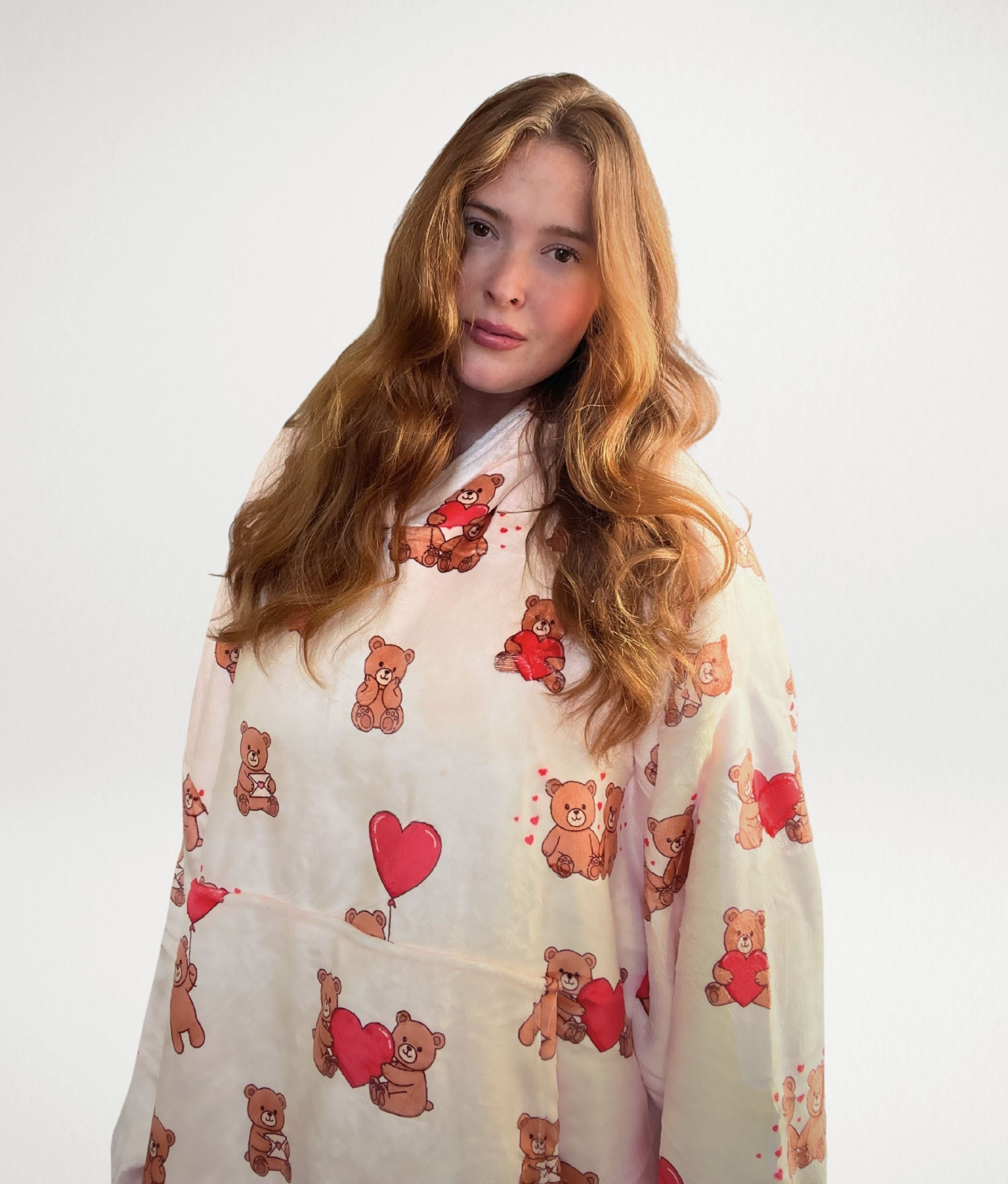 Teddy Hearts - Wearable Blanket